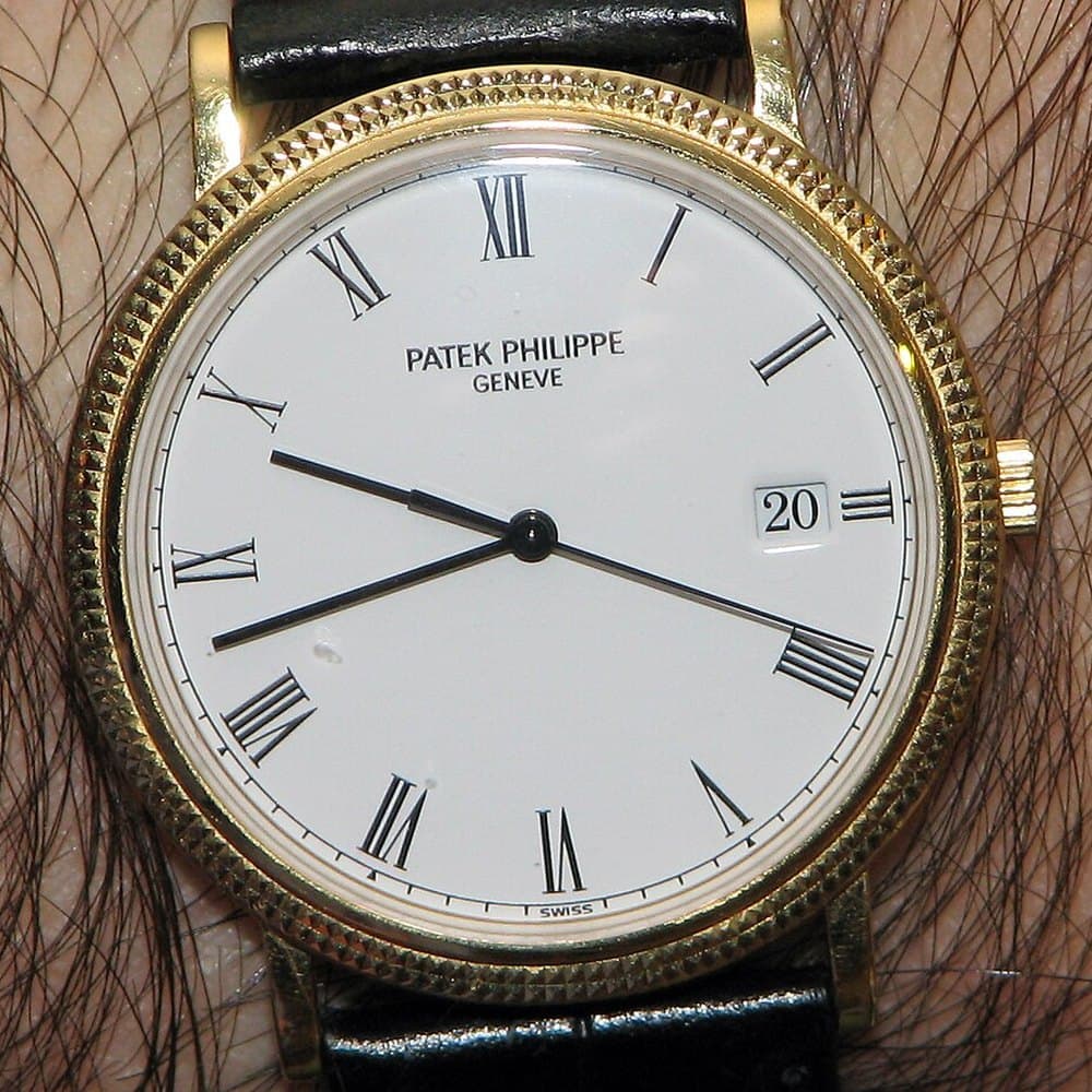 Patek Philippe Calatrava in yellow gold with a white dial